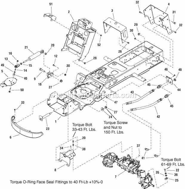 Simplicity 1695415 Conquest, 23Hp B&S Hydro 4Wd Frame  Front Axle Group - 4Wd (2987590) Diagram