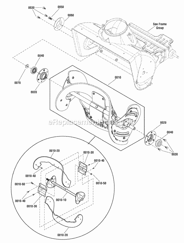 Simplicity 1696205-00 Si822E, 8Tp 22In Single Stage Snowblower Auger Group (988895) Diagram