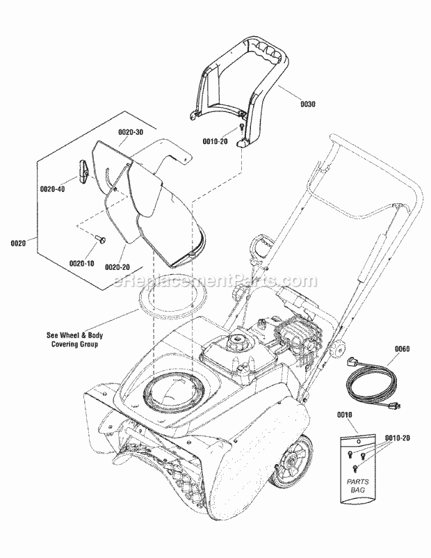 Simplicity 1696231-00 SS7522E, 7.5Tp 22In Single Stage Snowblower Chute Group - Manual (2989353) Diagram