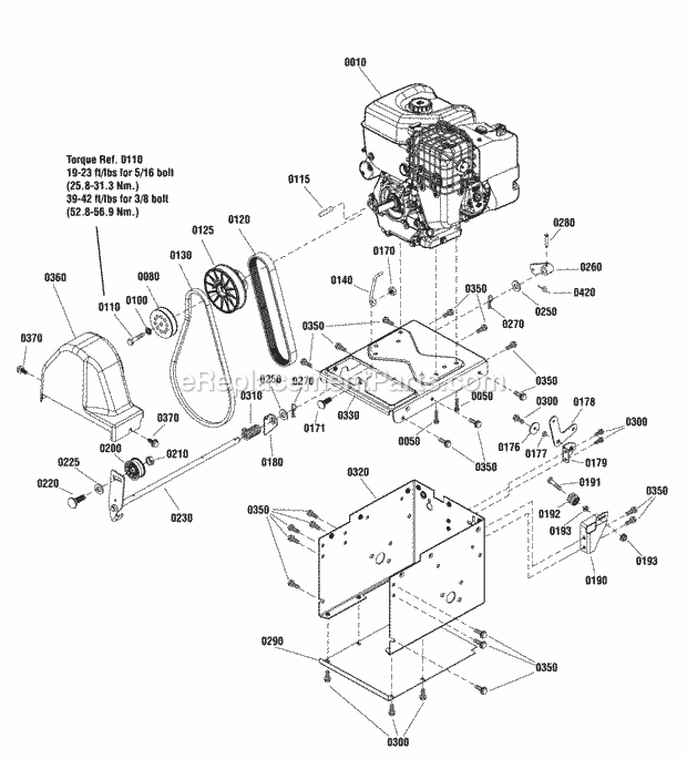 Simplicity 1696493-00 SIM1227E 11.5TP 27-In. Dual Stage Snowthrower Engine_And_Frame_Group_-_115Tp_2991512 Diagram