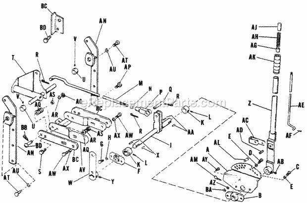 Simplicity 2025041 B-10, 9Hp (Sn 5000 & Below) Garden Tractor Rear Lift Draw Bar Group - Mfg Nos 990308 Thru 990497 Diagram