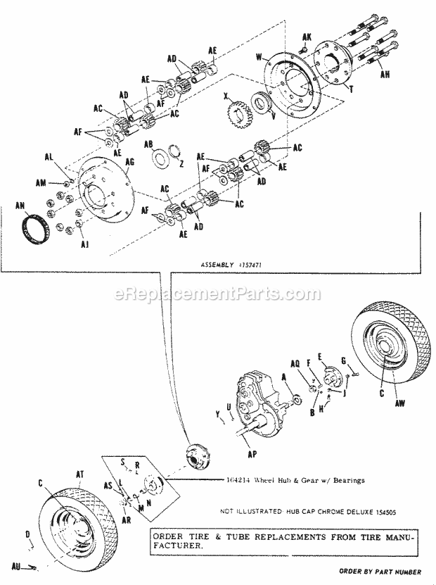 Simplicity 2025041 B-10, 9Hp (Sn 5000 & Below) Garden Tractor Rear Wheels And Axle Diagram