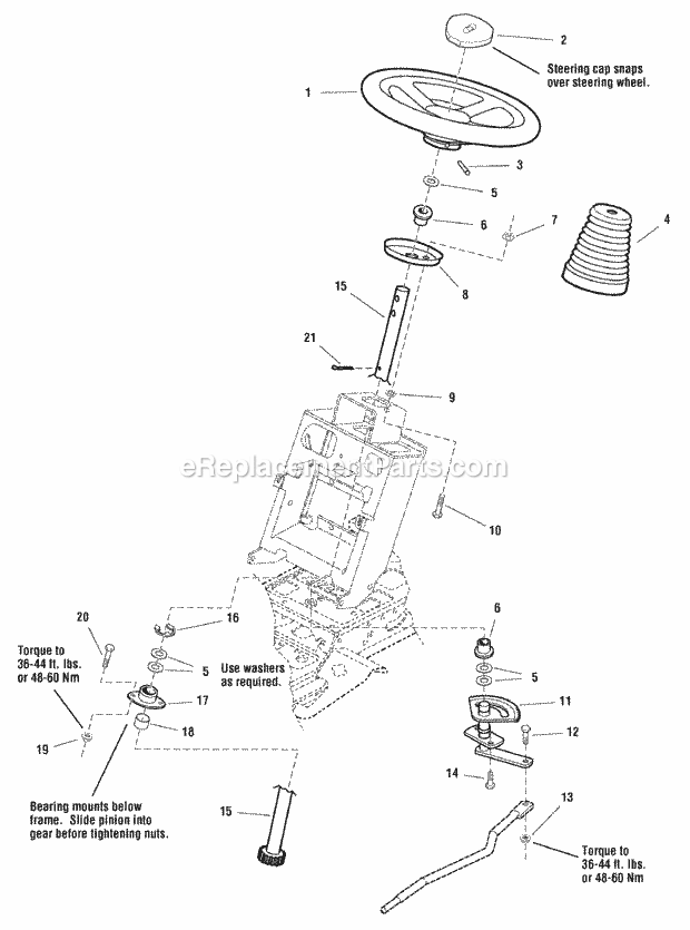 Simplicity 2690096 1616H, 16Hp Hydro And 44In Mow Steering Group - Manual Steering (985890) Diagram