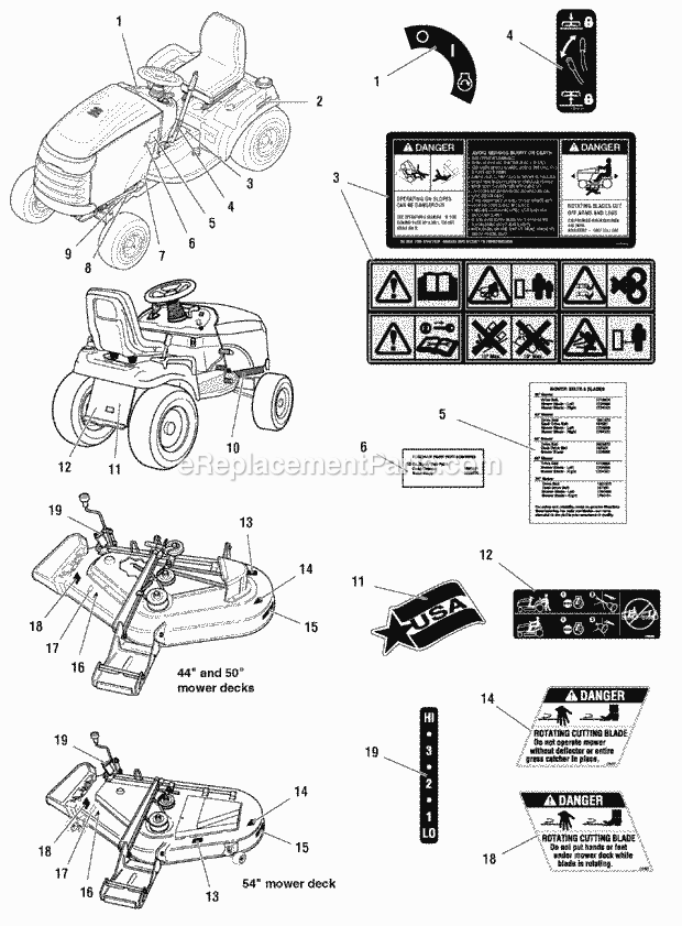 Simplicity 2690101 Conquest, 18Hp Hydro And 44In Decals Group - Safety  Common (C985914) Diagram