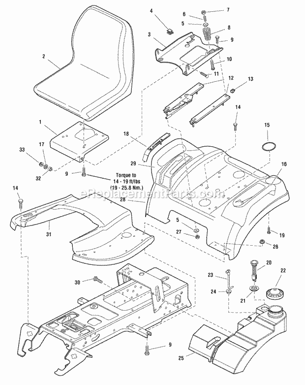 Simplicity 2690112 2420H, 20Hp Hydro And 40In Mow Seat Deck  Fuel Tank Group (985932) Diagram