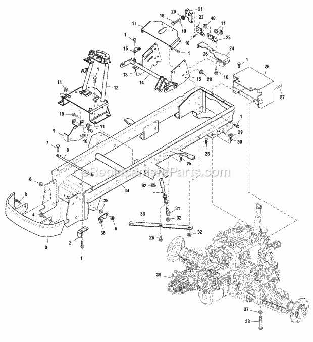 Simplicity 2690149 2927, 27Hp Koh 2Wd And 48In Mo Frame  Transmission Group (986308 986309 986310 986311 986312) Diagram