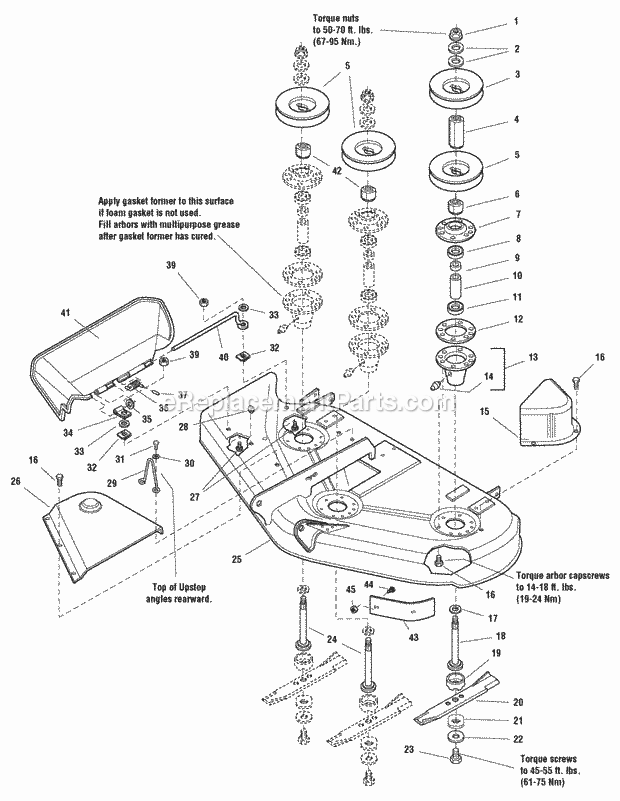 Simplicity 2690282 2620H, 20Hp Hydro Rmo And 50In 50 Mower Deck - Housing Arbors  Blades (986429 987130) Diagram