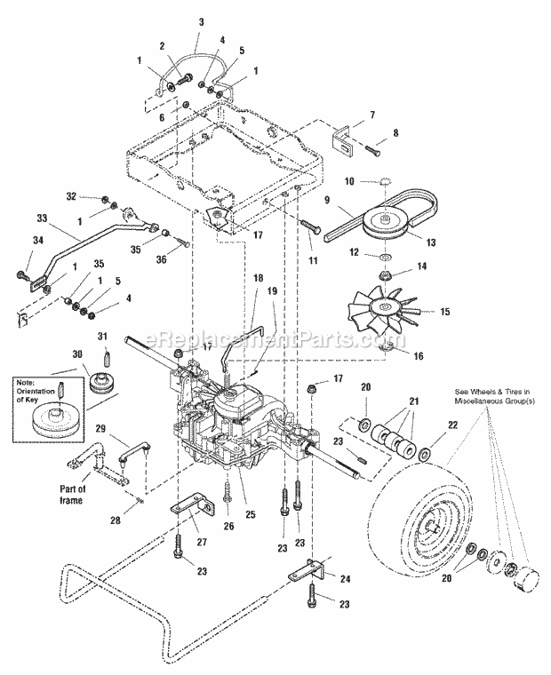 Simplicity 2690328 518H, 18Hp Hydro And 44In Mowe Transmission Group - Tuff Torq K46Z (986687) Diagram