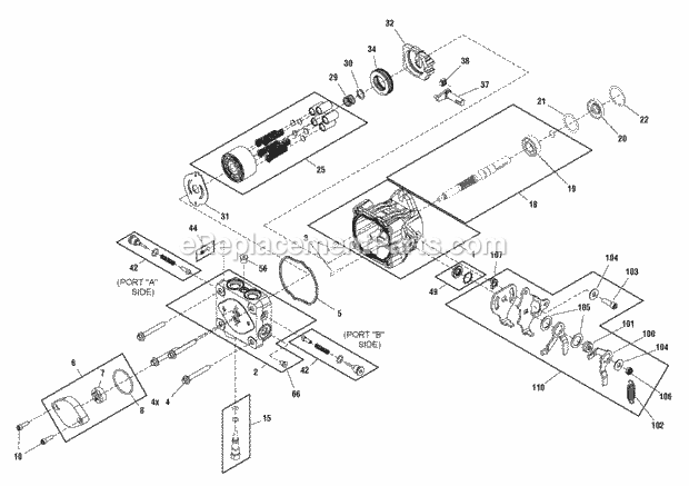 Simplicity 2690356 Champion Zt, 20Hp Briggs & Str Hydraulics Pump Service Parts - BdpPg Series (5023092 5023093) Diagram