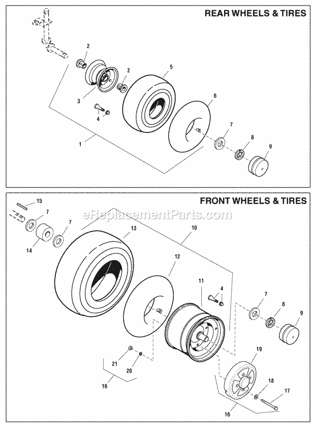 Simplicity 2690374 4416Xl, 16Hp Hydro And 40In Mo Wheels  Tires Group (W986796 986797 986801 986802) Diagram