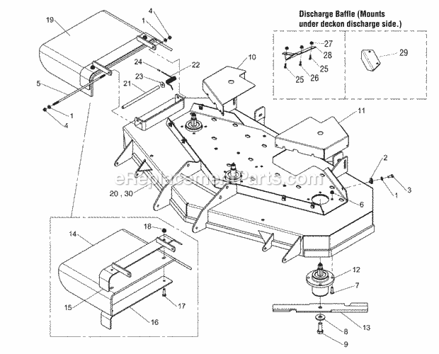 Simplicity 2690444 Citation, 21Hp Briggs & Stratt 48  52 Mower Deck - Housing Cover Spindle  Blade Diagram