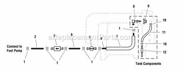 Simplicity 2690447 Pacer Series W 34In Deck Fuel Supply Hose  Tank Replacement Parts Group Diagram