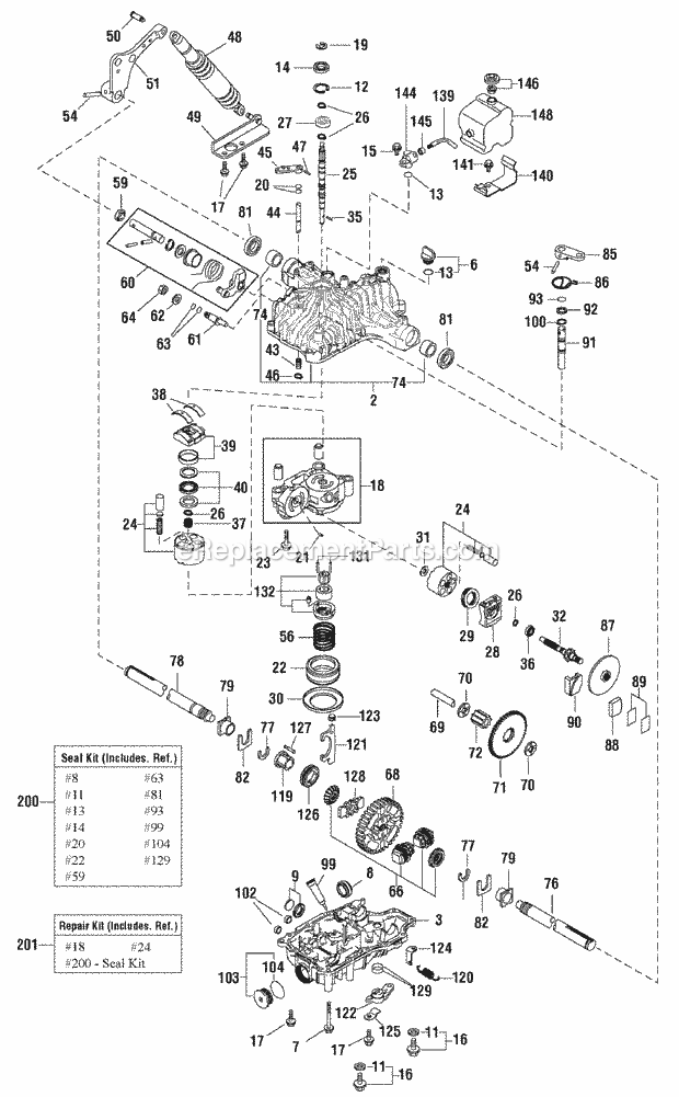 Simplicity 2690455 1721H, 21Hp Hydro Rmo And 44In Transmission Service Parts - Tuff Torq K66L (After Serial No 2000676240) (1733941) Diagram