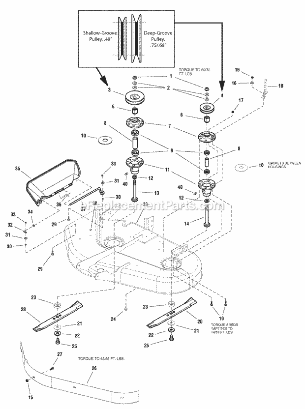 Simplicity 2690468 520, 20Hp B&S Hydro Rmo And 38 38 Mower Deck - Housing Arbors  Blades Group (987075 987210 987213) Diagram