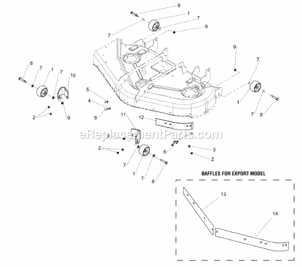 Simplicity 2690487 Consumer Zt1844, 18Hp Kohler W 44  50 Mower Deck Roller Group (2734Rl0) Diagram