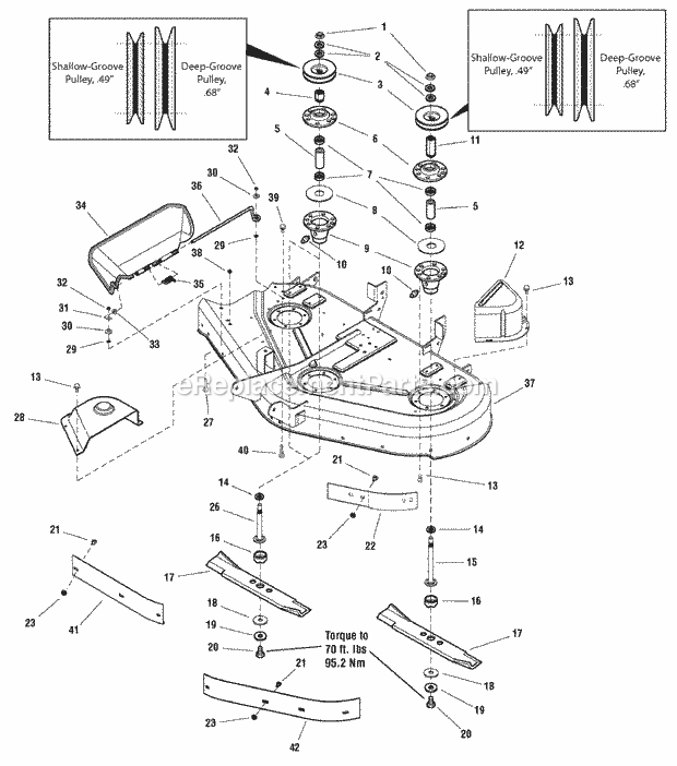 Simplicity 2690583 2522H, 22Hp B&S Hydro Rmo And 44 Mower Deck - Housing Arbors  Blades Group (987450 987451 987453 987454) Diagram
