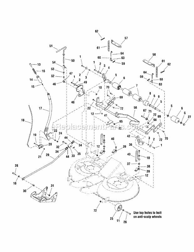Simplicity 2690621 Baron Xl, 20Hp Hydro Rmo And 4 40 Mower Deck - Height Adjustment  Roller Bar (987502) Diagram
