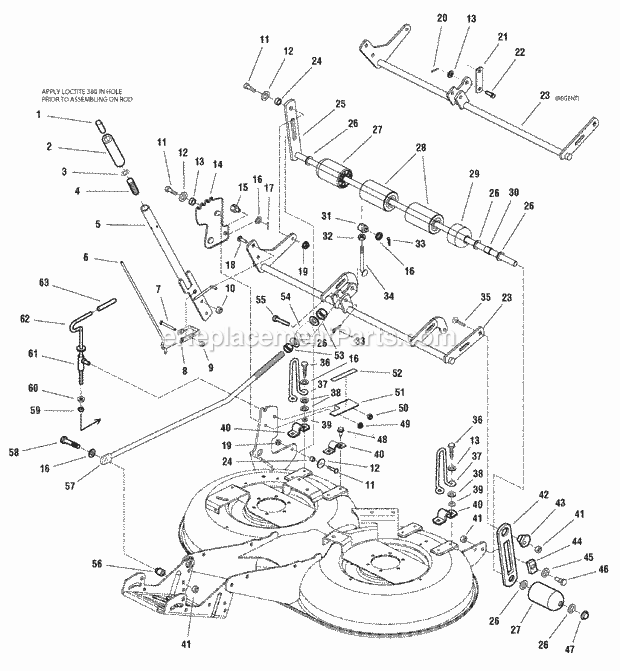 Simplicity 2690687 Regent, 18.5Hp B&S Hydro And 4 40 Mower Deck - Height Adjustment  Roller Bar Group (987287) Diagram