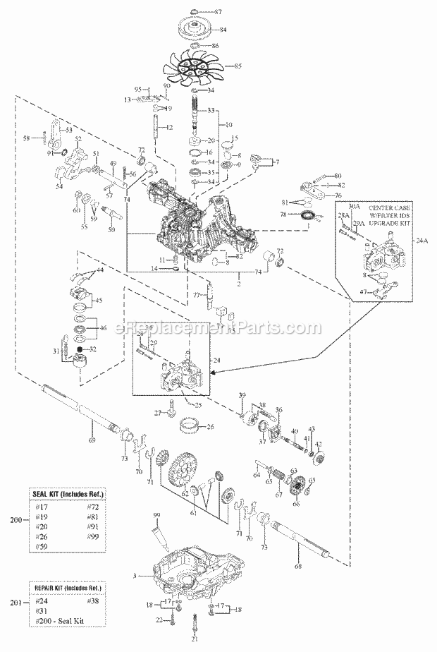 Simplicity 2690940 Regent 22 Gross Hp B&S Hydro A Transmission Service Parts - Tuff Torq K46Bl (1729589) Diagram