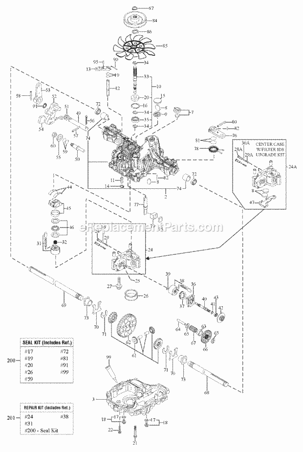 Simplicity 2690968 Mf2523, 23Hp B&S Hydro And 46I Transmission Service Parts - Tuff Torq K46Bl (1729589) Diagram