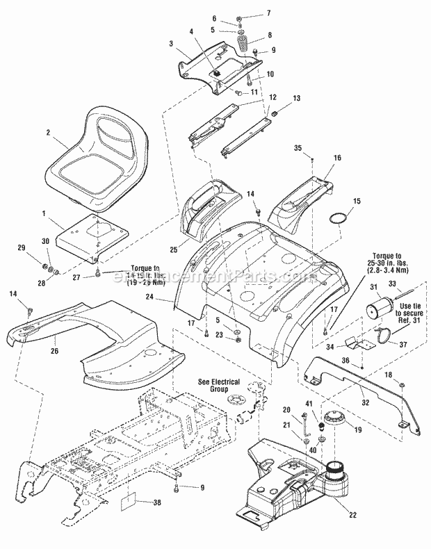 Simplicity 2691057-00 0 - Mf2827, 30Hp Hydro 2Wd Wps Seat  Seat Deck Group - Evap Compliant (2989506 2989507 2990385) Diagram