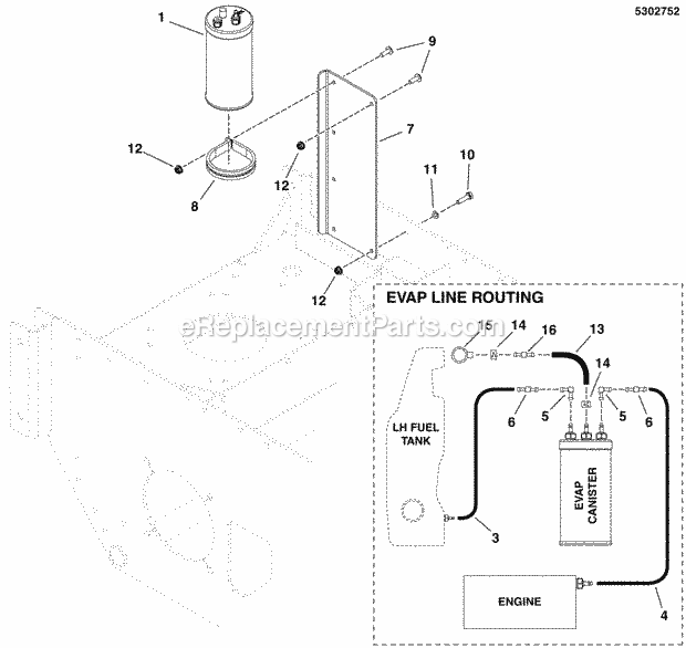 Simplicity 5900509 Massey Ferguson 3000 W 52In Mo Evap Canister Group Diagram