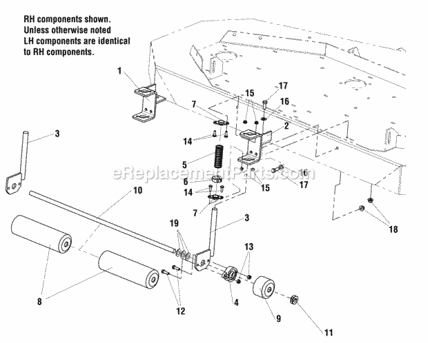 Simplicity 5900764 Citation, 28Hp Briggs & Stratt 61 Mower Deck - Striping Roller Bar Diagram