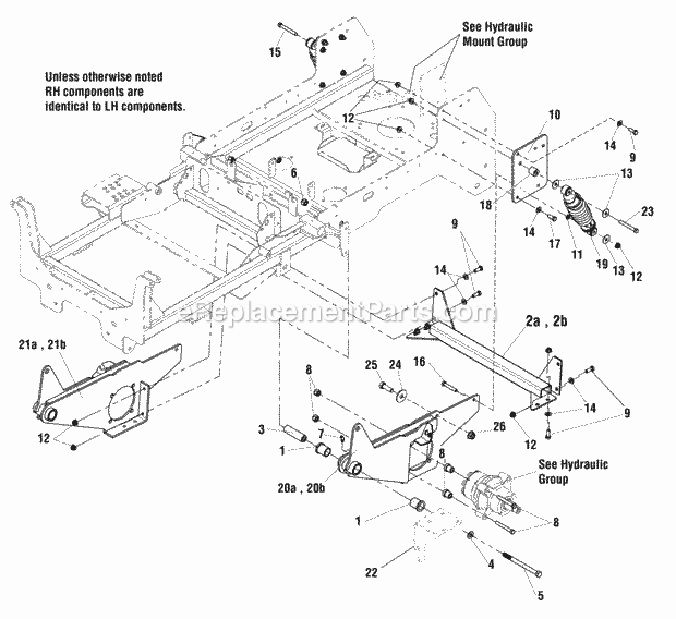 Simplicity 5900821 Citation, 28Hp Briggs & Stratt Rear Suspension Group - 61 Models  52 Models SN 2014624506  Above Diagram