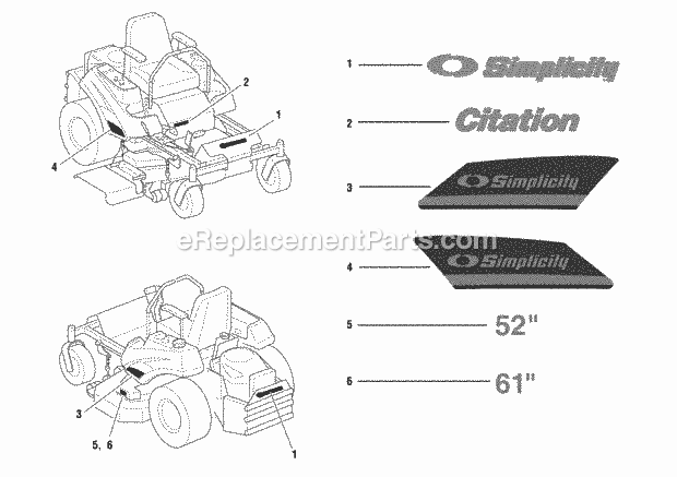 Simplicity 5900821 Citation, 28Hp Briggs & Stratt Decal - Brand  Model Diagram