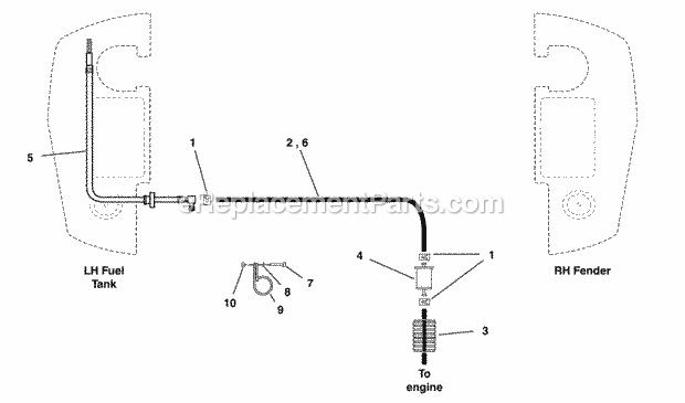 Simplicity 5901229 Citation Xt B2852, 28Hp Briggs Fuel Supply Hose  Tank Replacement Parts Diagram