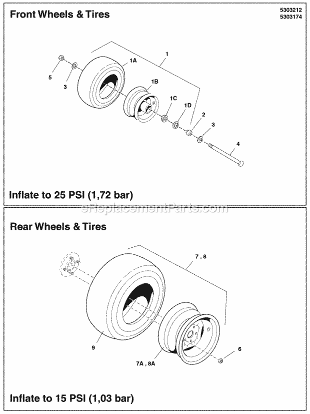 Simplicity 5901229 Citation Xt B2852, 28Hp Briggs Wheel  Tire Group (5303212) Diagram