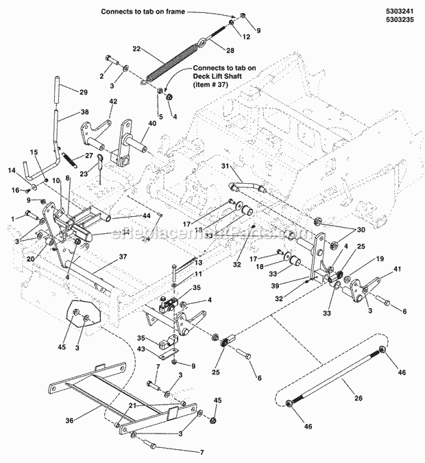 Simplicity 5901229 Citation Xt B2852, 28Hp Briggs Deck Lift Group (5303241) Diagram