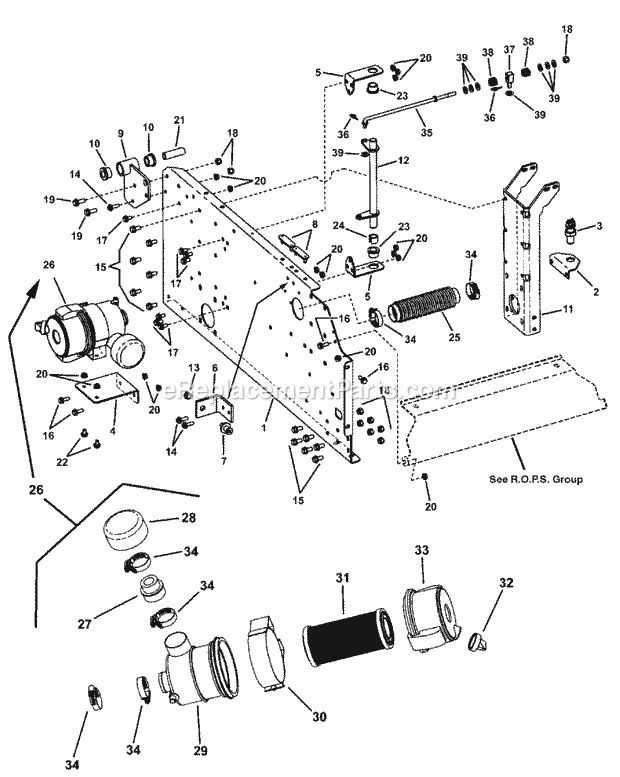 Simplicity 7085668 Uv1621Bv, Turf Cruiser 16Hp B& Frame Group - Rh Rear (179Rfgr) Diagram