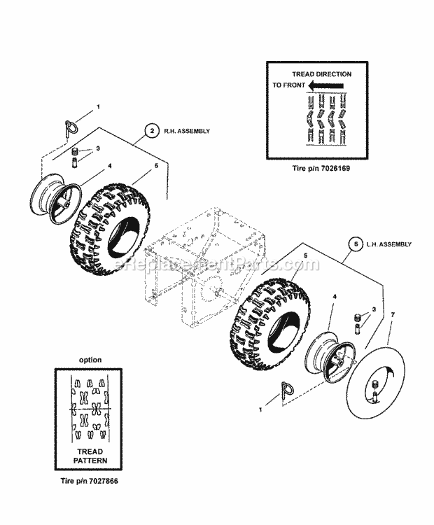 Simplicity 7800087 I7524Ex, 7.5Hp 24In Snowthrowe Wheels  Tires Group (S070Whee) Diagram