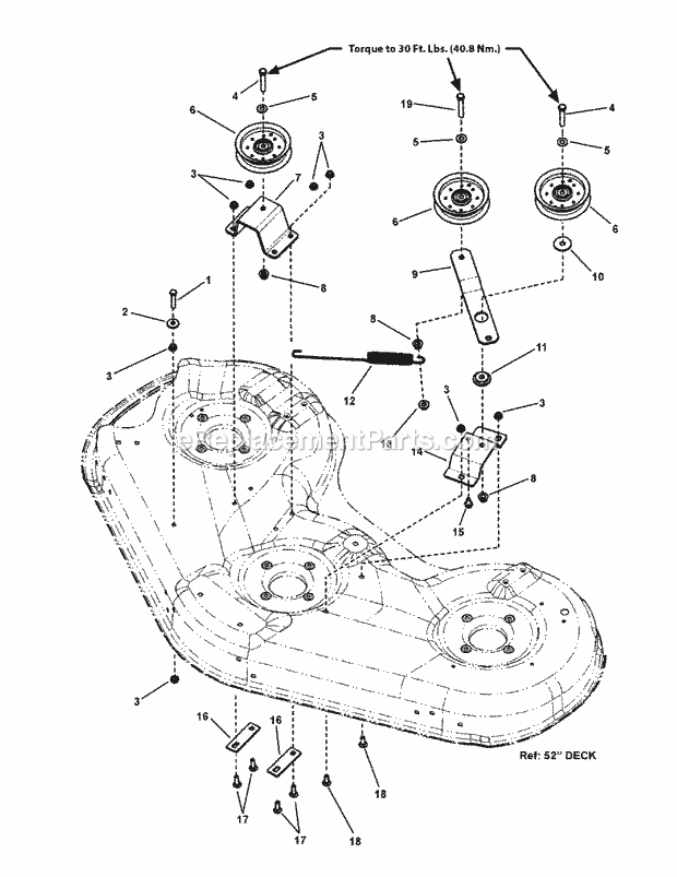 Simplicity 7800633 Zt26520, 26Hp B&S Rider W52In 52 Deck Idler Group (7501581) Diagram