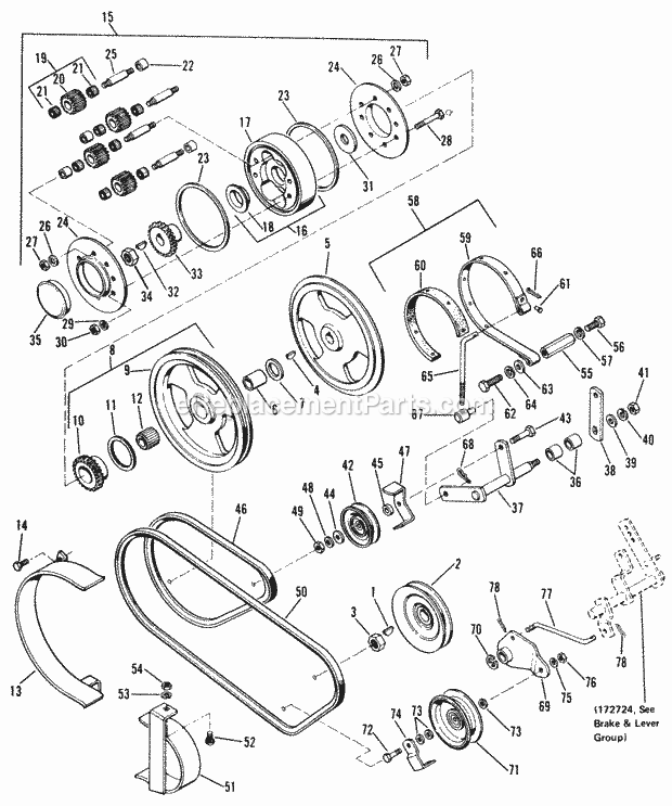 Simplicity 990756 Landlord, 3410S Tractor Pulley And Control Group Diagram