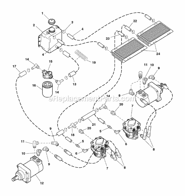 Simplicity ZT2354 Stallion, Zero-Turn, 23Hp Koh Hydraulic Group With Oil Coolers (7010Hgoc) Diagram