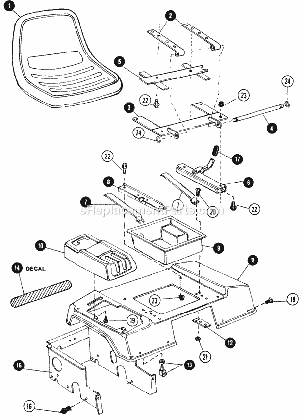 Snapper 1855 (80828) 18 Hp Twin Cyl Hydro Drive Garden Tractor Mf Seat Rear Fender Diagram