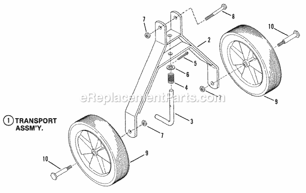 Snapper 500TC (81748) 5 Hp Front Tine Tiller Series 0 Transport Wheels  Arms Diagram