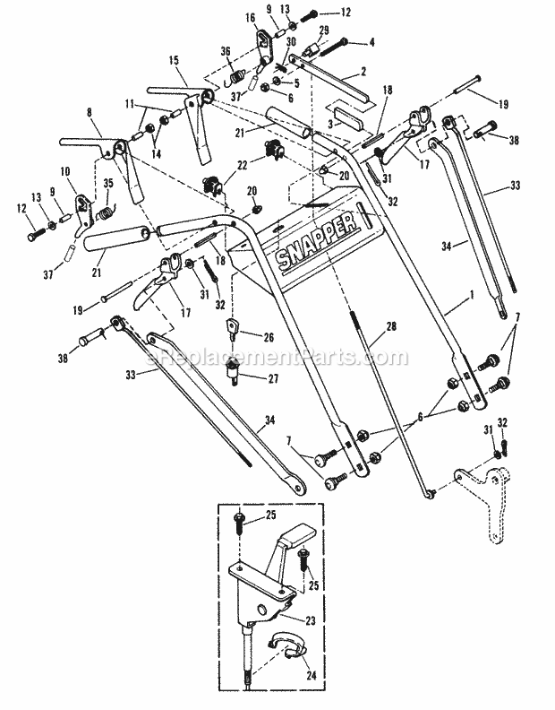 Snapper PL71251KV 12.5 Hp Pro Gear Drive Loop Handle Series 1 Pistol Grip Handle  Control Assemblies Diagram