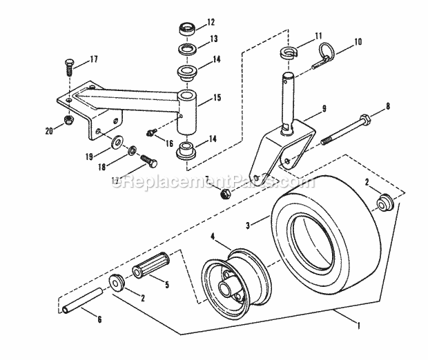 Snapper PL71252KV 12.5 Hp Pro Gear Drive Loop Handle Series 2 Caster Wheel  Tire Assembly Diagram