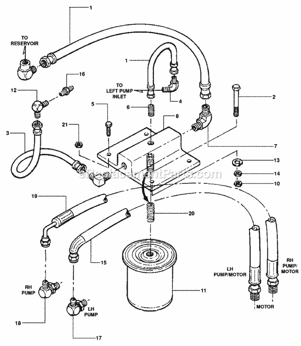 Snapper PL7H1404KV (80683) 14 Hp Pro Hydro Loop Handle Series 4 Hose Assembly Diagram