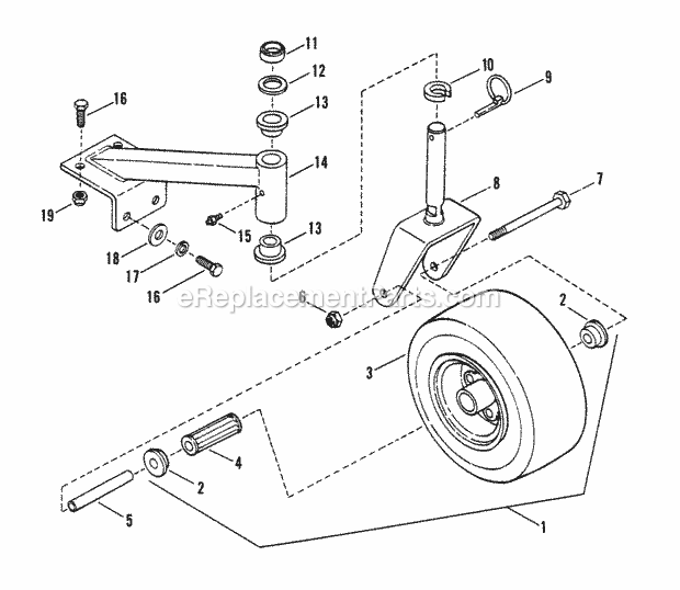 Snapper PL7H140KV (80485) 14 Hp Pro Hydro Loop Handle Series 0 Caster Wheel  Tire Assembly Diagram