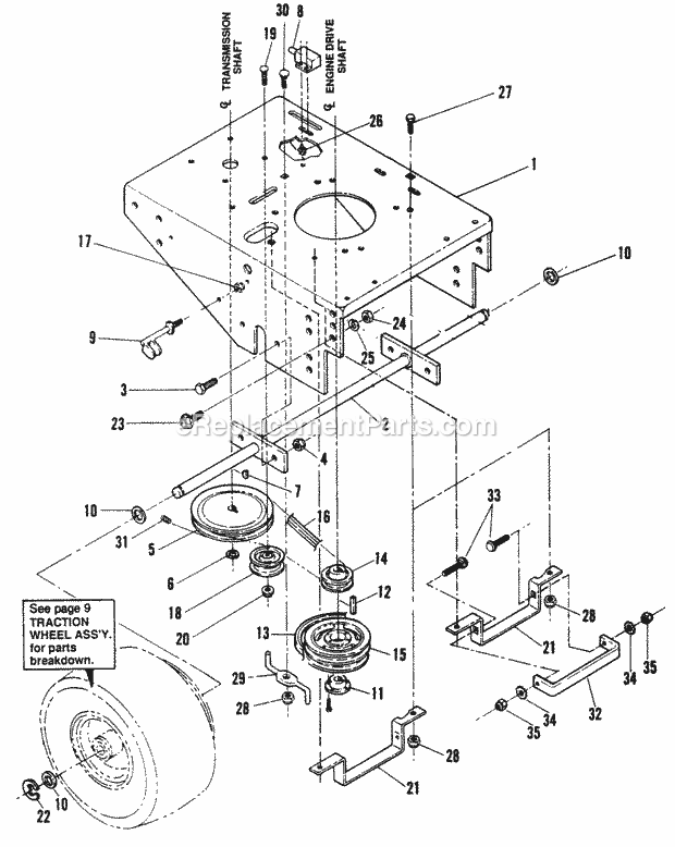 Snapper PP71250KW 12.5 Hp Pro Gear Drive Pistol Grip Series 0 Rear Deck Axle  Transmission Pulley Assemblies Diagram