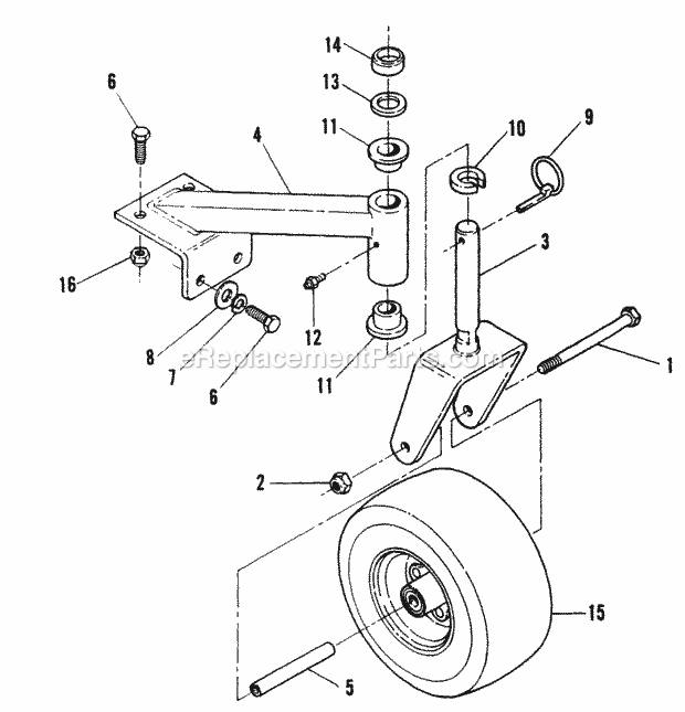 Snapper PP71250KW 12.5 Hp Pro Gear Drive Pistol Grip Series 0 Caster Assembly Diagram