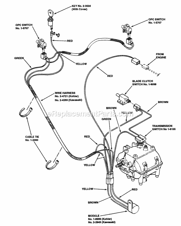 Snapper PP71251KV 12.5 Hp Pro Gear Drive Pistol Grip Series 1 Electrical Components - Pistol Grip Handle Diagram