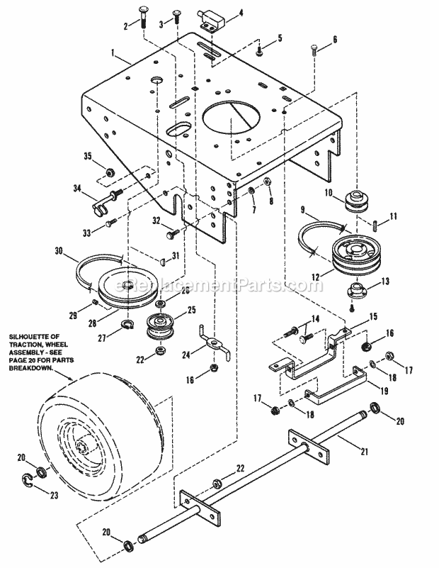 Snapper PP71251KW 12.5 Hp Pro Gear Drive Pistol Grip Series 1 Rear Deck Axle  Transmission Pulley Assemblies Diagram