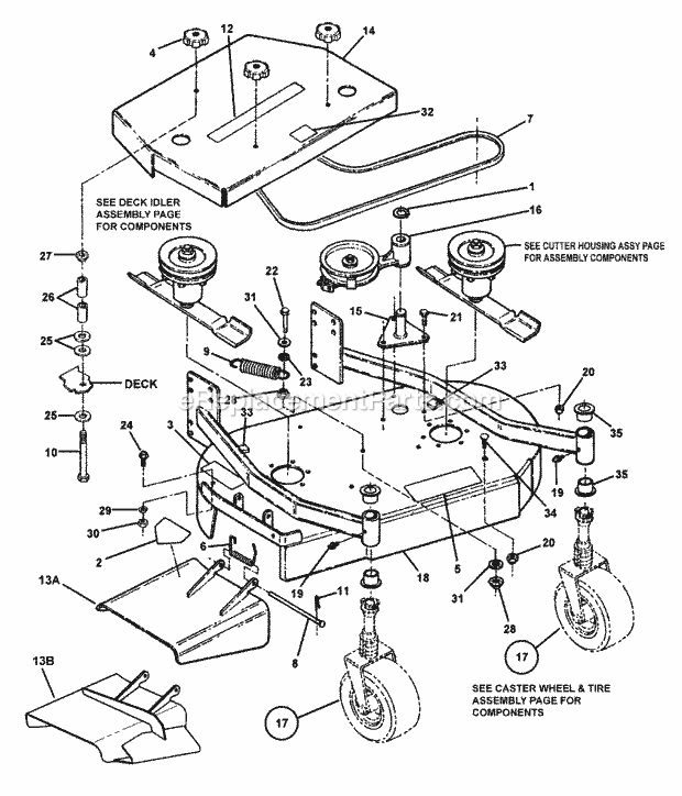 Snapper SPE1250KW Ize (Gear Drive) Series 0 36 Mower Deck Assembly Diagram