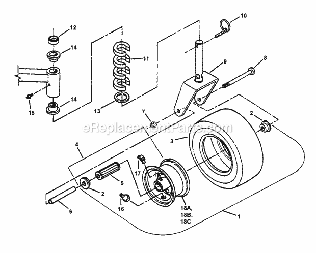 Snapper SPE131KW Ize (Gear Drive) Series 1 Caster Wheel  Tire Assembly Diagram