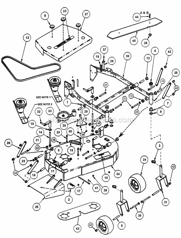 Snapper SPL160BV 16 Hp Pro Gear Drive Loop Handle Mid Size Series 0 Mower Deck Assembly - Adjustable Height (36) Diagram